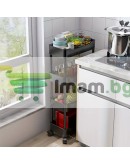 Етажерка стелаж 4 нива с колела метални пръчки